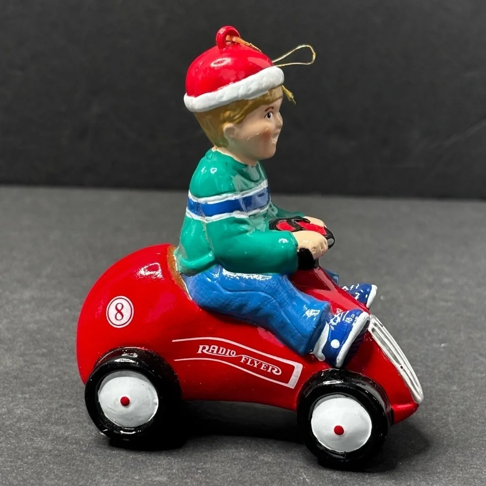Vintage Radio Flyer Boy Racer Christmas Ornament 1990s Collectible Red Kart RARE